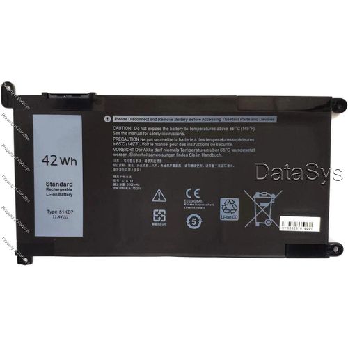 Chromebook 11 5190 Education (Non-Touch) Series Laptop Battery: (11.4V 42Wh). Compatible Part/Model Codes - 51KD7