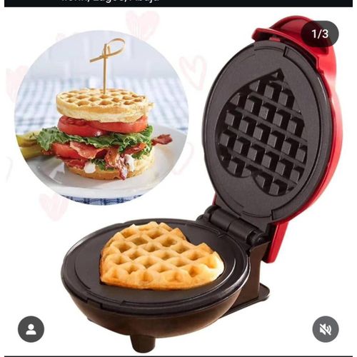 Mini Electric Non-Stick Waffle Maker/Toaster- Heart Shaped Waffle Maker