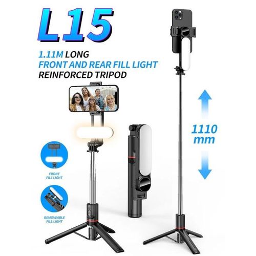 L15 Fill Light Wireless Bluetooth Selfie Stick Tripod 1140mm Foldable Phone Live Stand For IOS Android Smartphones