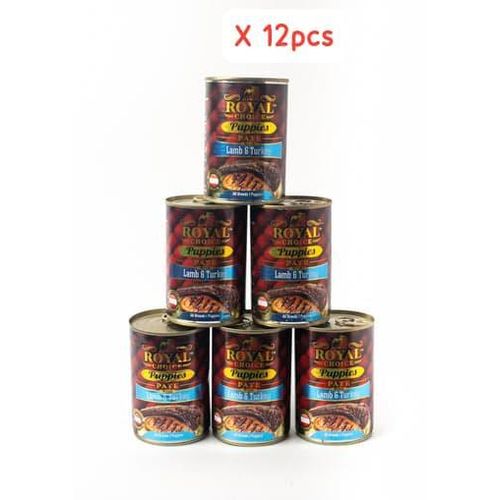 12 cans of Royal Choice Puppies Pate with Lamb & Turkey wet dog food.