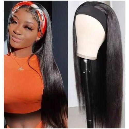 Silky Bone Straight Headband Scarf Wig