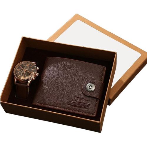 Men's Gift Set Watch Wallet Set,Beautifully Packaged Fashion Business Mens Watches with Men's Wallet Gift Set Waterproof Quartz Watch Men Watch Set for Men Birthday Gifts Father's Day Gift