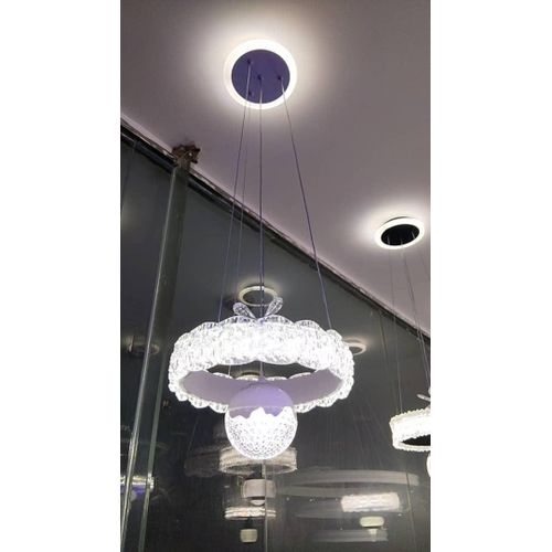 Modern Luxury LED Crystal Pendant Light - Single Ring with Crystal Ball - Luxury Hanging Light for Dining Room Bedroom