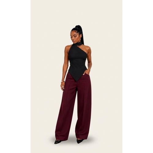 Women's Wrap Neck Top – Sleeveless Halter Top with Open Back and Tie Closure
