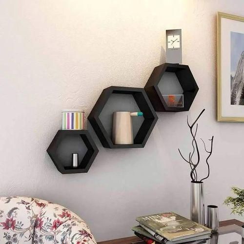 3in1 Hexagonal Shaped Floating Wall Decor Shelf