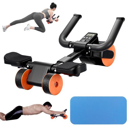Elbow Support Abdominal Wheel For Abs Workout With Automatic Rebound, Digital Timer & Free Mat