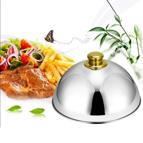 Premium Quality Stainless Steel Meal Cover for Homes,Restaurants, Hotels Dining Tables Food Cover - Gold Knob