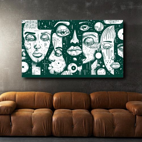 Abstract Face Art Wall Art Framed Canvas