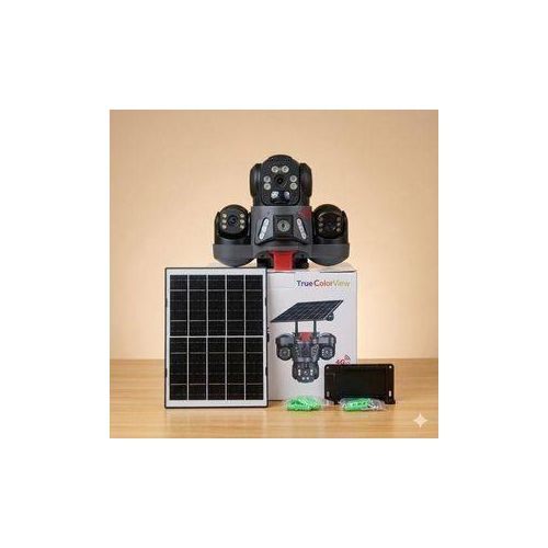 Triple Lens Solar CCTV Camera 3PTZ 360° 4G Solar Panel + Battery True Color Night Vision