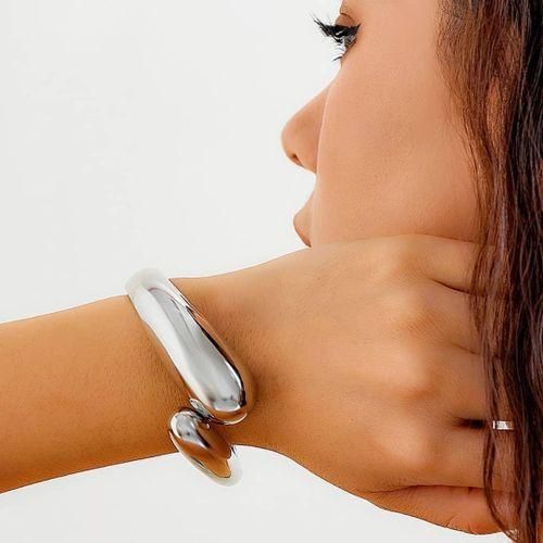 SILVER Chunky Bangles For Ladies Cuff Bracelet Non Fading Bangles