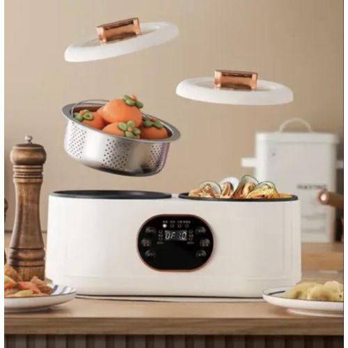 Smart dual-pot multi-functional rice cooker with fully automatic timer function