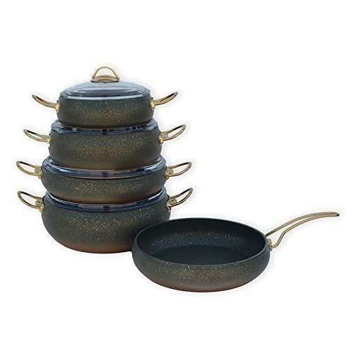 cookware 9 Piece Non Stick Granite Copper Set