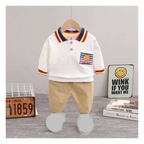 BOY BIRTHDAY RAINBOW COLLAR DESIGN 2PSC SET - WHITE