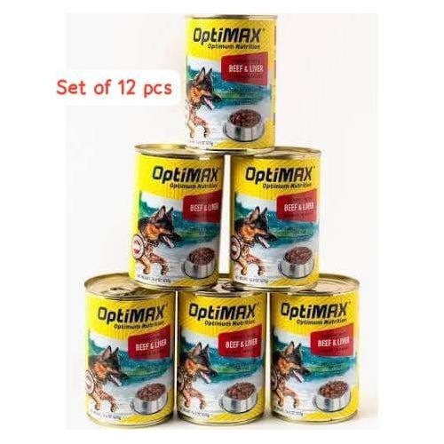 Optimax Optimum Nutrition Chunks with Beef & Liver in Gravy wet dog food - 415g each (set of 12 pcs)