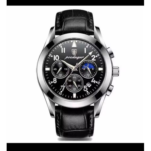 Men’s Luxury Silver-Tone Leather Watch – Elegant, Stylish & Versatile