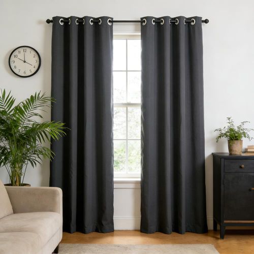 100% Blackout Curtain Eyelet Curtains Solid Color Grey Modern Minimalist Darkening Long Bedroom Thermal Insulated Grommet Top Window Curtains Drapes for Bedroom Living Room