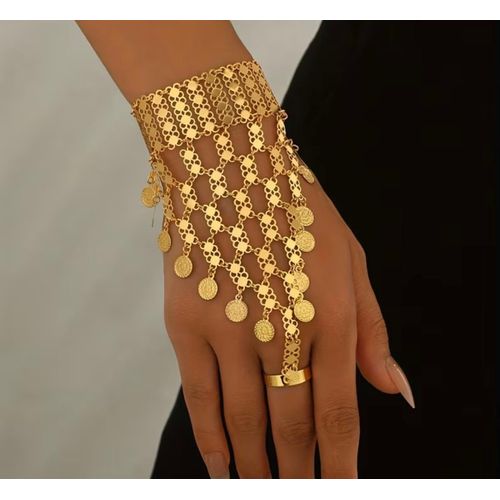 1 Classic Retro Elegant Wedding Season Hollow Geometric Finger Bracelet Suitable for Dubai Brides, Wedding Favors, Banquets, Parties, Ramadan Anniversaries, Exquisite Friend Gifts, And Daily Clothing Outfits