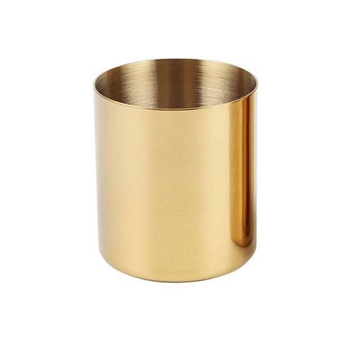 Pencil Cup Holder Desk Organizer, Gold Pen Pot Pen Holder Container Desktop Stationery Organizer Table Vases Flower Pot Makeup Brush Holder,Stainless Steel,Gold