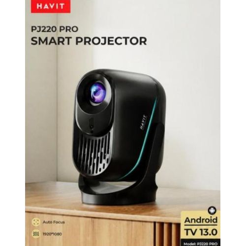 Havit PJ220 Pro Smart Projector - Android TV 13.0, 1920x1080 Resolution, Auto Focus