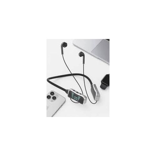KL50 Bluetooth Neckband Earphones 48H Playtime Wireless Headphones With LED Digital Battery Display TF MicroSD Card Slot Sports Magnetic Earbuds Lightweight Flexible Neckband Earphones For Men Women