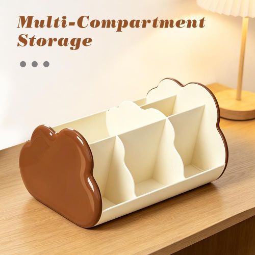 Cute Cloud Shaped Desk Organizer, Multi-Compartment Pen Holder for Office & School Supplies