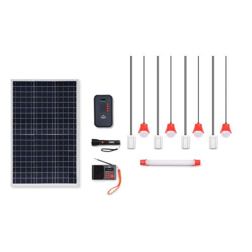 Solar X2000 Home System- 5 In 1 Lighting, Charges Phone, Radio, Torchlight