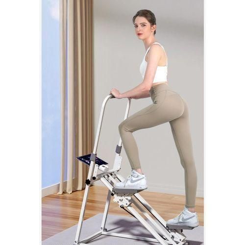 Foldable Stair Climber Stepper Machine with Adjustable Resistance and Incline Anti Slip Pedals 42cm Step Stride Silent Roller Home Gym Cardio Fitness