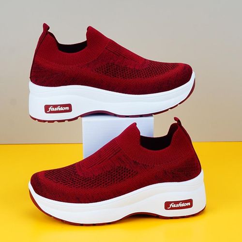 Core Comfort Breathable Ladies Mesh Sneakers Wine
