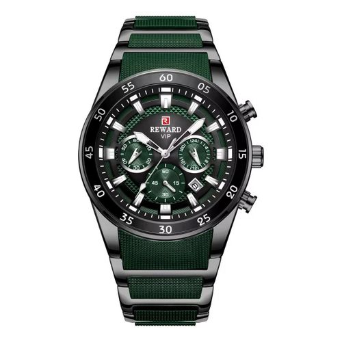 Minimalist Men's Green Chronograph Watch – Sleek Executive Timepiece