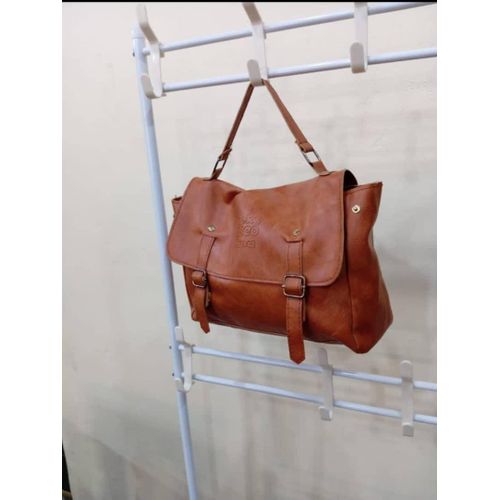 Brown leather business bag or briefcase.