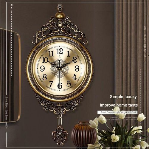 Large Luxury Gold Wall Clock With Pendulum - Vintage Sitting Room & Office Decor wall clock sitting room clock pendulum clock big wall clock luxury clock vintage timepiece gold wall clock office decor clock decorative wall clock antique clock
