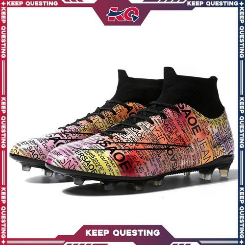 KQ High-Top Sock Collar Football Cleats: Breathable, Easy to Clean, Athletic Outdoor Training Football Boots