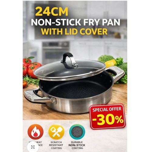 24CM QUALITY NON-STICK FRY PAN WITH LID COVER