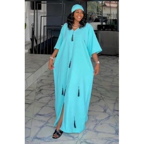 Classy Bubu Gown with Tassel Detail for Ladies - blue