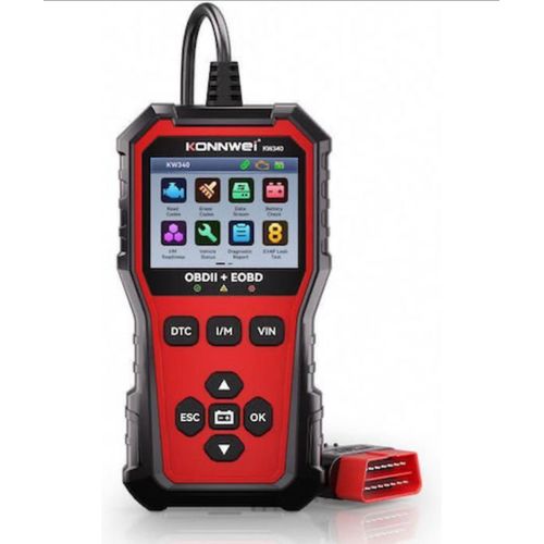 Original KONNWEi 2026 Advance Professional 340 Car CAN OBD2 EOBD Diagnostic Tool With LED Android, Screen Engine Battery Test Read Fault Code Clear Real-Time Data O2 Inspection Tool Live Data