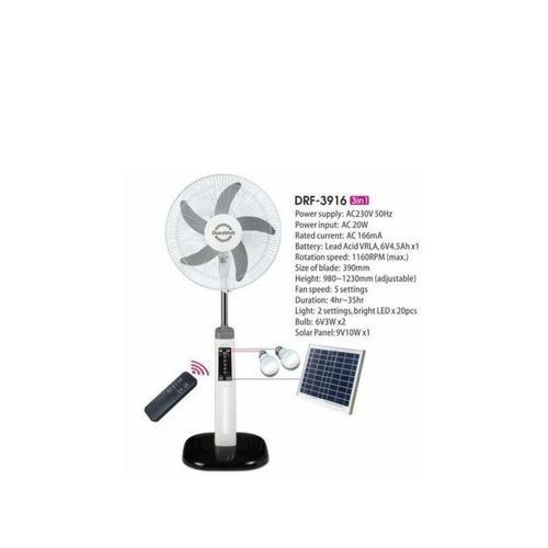 16" Inches 3 In 1 Rechargeable Fan + Solar Panel+ 2 Bulb 2025 News