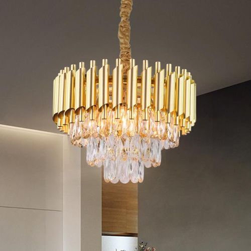 Modern Luxury Gold Tiered Crystal Chandelier 300mm with free bulbs