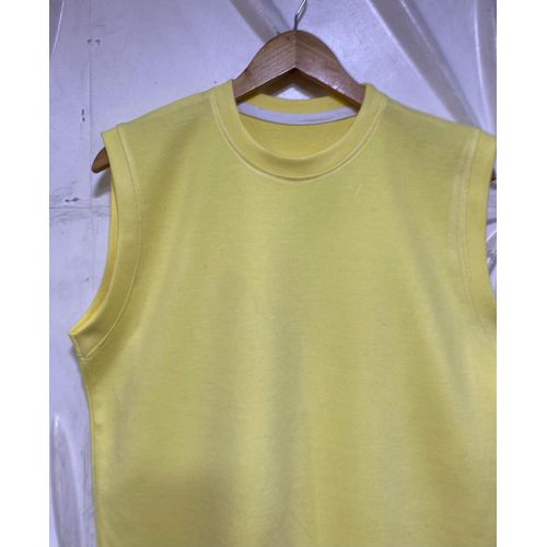 Incredible Men's Mustard yellow sleeveless Cotton Tank top