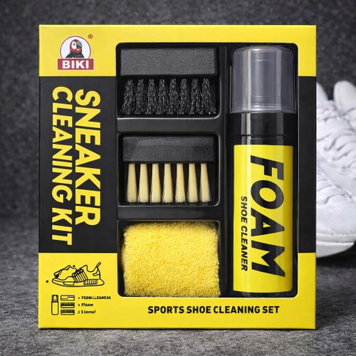 Powerful Instant Stain Cleaner For Sports Sneakers, 4IN1 Sneaker Cleaning Kit, Foam Shoe Cleaner & Deodorizer For White Shoes, PU & Synthetic Leather, Canvas, Mesh & Rubber Gentle, Non-Bleach Formula With Sole Brush, Microfiber Towel & Vamp Brush
