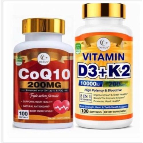 CoQ10 200mg + PQQ Energy Support 100 Softgels And Vitamin D3 + K2 100 Softgels
