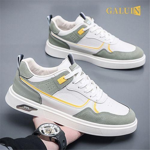 Men's Sneakers Casual Board Shoes Thick Bottom Lace Up Shoes-White