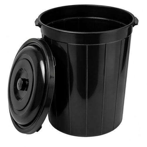 Durable Black Plastic Drum with Secure Lid – Heavy-Duty Storage Barrel - 80litres
