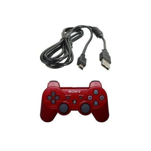 PS 3 WIRELESS PAD/CONTROLLER+Free USB Cord - RED