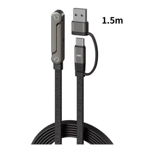 240Watt Foldable Stand Braided Elbow 2in1 Type C to Type C Data Cable