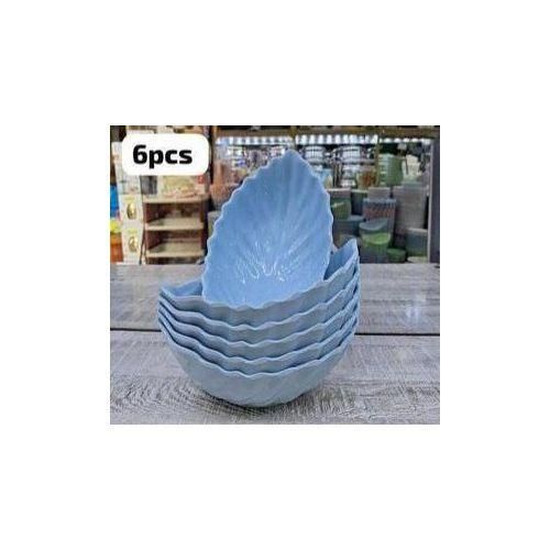 6 PIECES CERAMIC CURVED LEAF SHAPED PLATE UNBREAKABLE