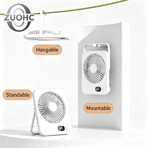 8 Inches Rechargeable Table Fan LED Display Adjustable Portable USB Home Office Fan
