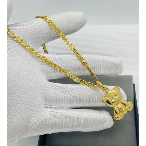 Quality Iced Cuban Elegance Gold Chain With Iced Teddy Bear Pendant