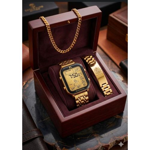 3in1 set men digital wrist watch, hand chain and necklace- without the box