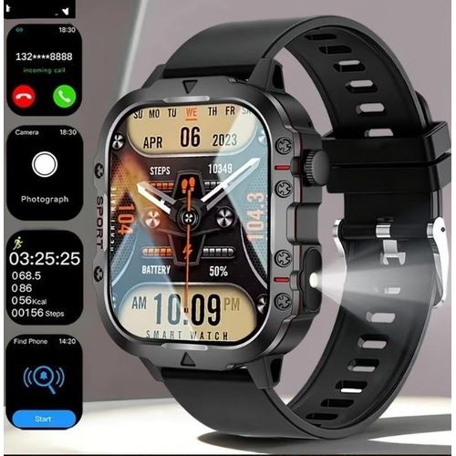 New 1.99-Inch Bluetooth 5.3 Smartwatch for Men and Women with Call Function, LED Light, 180mAh Battery, Fitness Tracker, Multiple Sports Modes, Remote Camera Control, USB Charging, Compatible with iPhone and Android