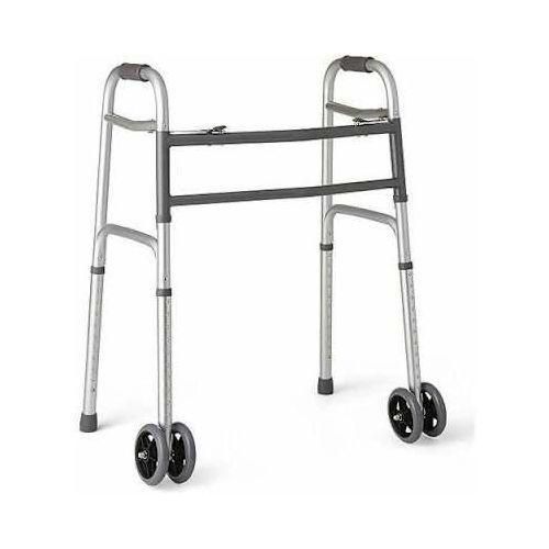 Strong Adjustable And Foldable Zimmer Frame With Soild Double Tyres